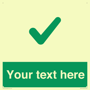 Custom green background, green tick sign